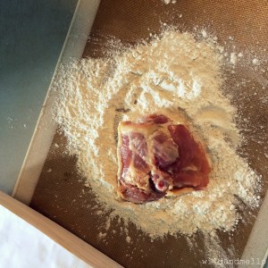 Coat chicken in flour and salt